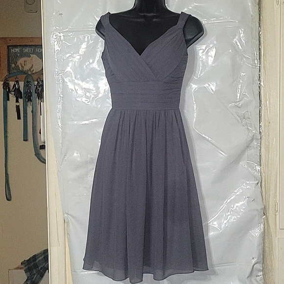 BILL LEVKOFF Bridesmaid Dress Style 730 4 Grey Going‎ Out Bridesmaid Formal Prom - Picture 2 of 7